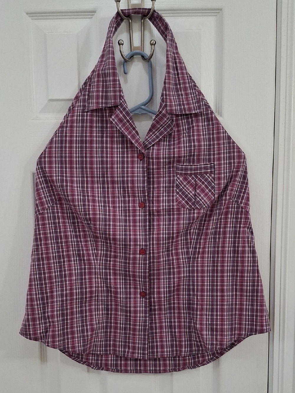 Tangents XL Purple Plaid Halter Top